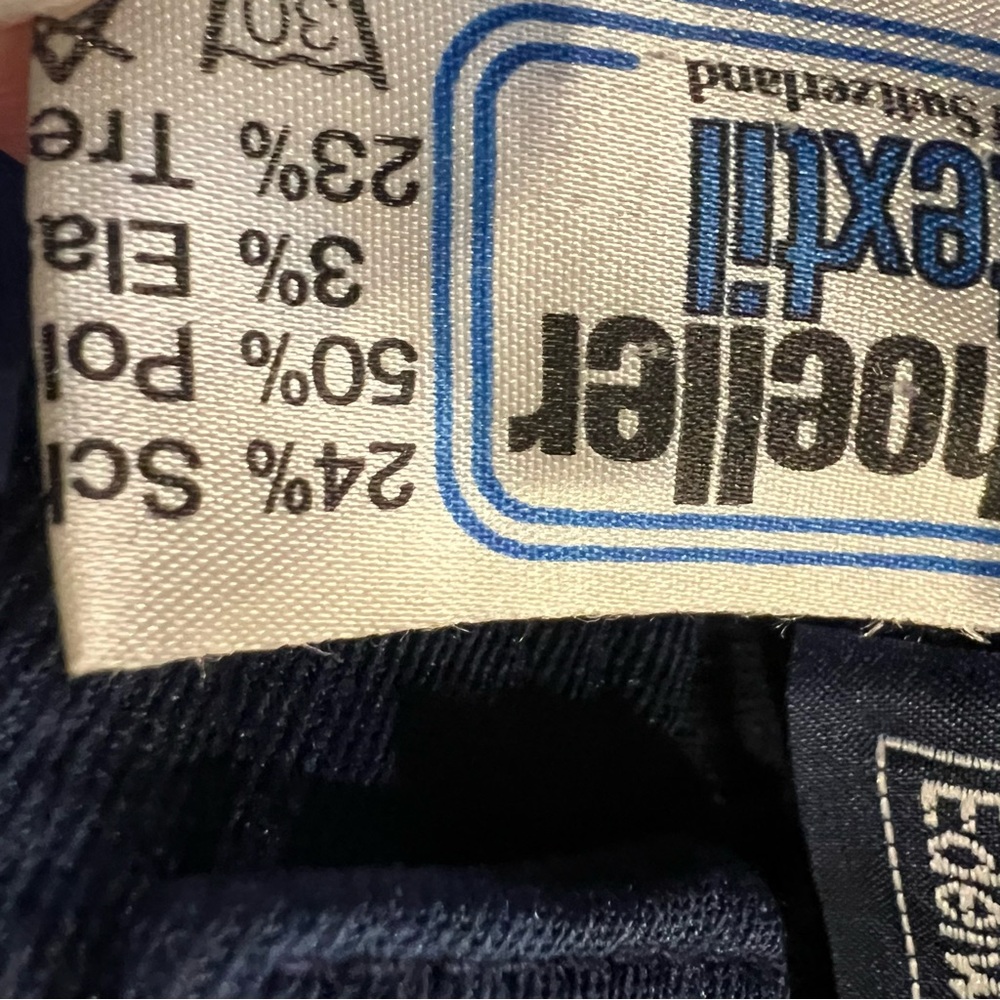 VTG Edelweiss Schoeller Switzerland Snow pants Stirrup 2 Navy Wool Blend Stretch - Picture 8 of 16